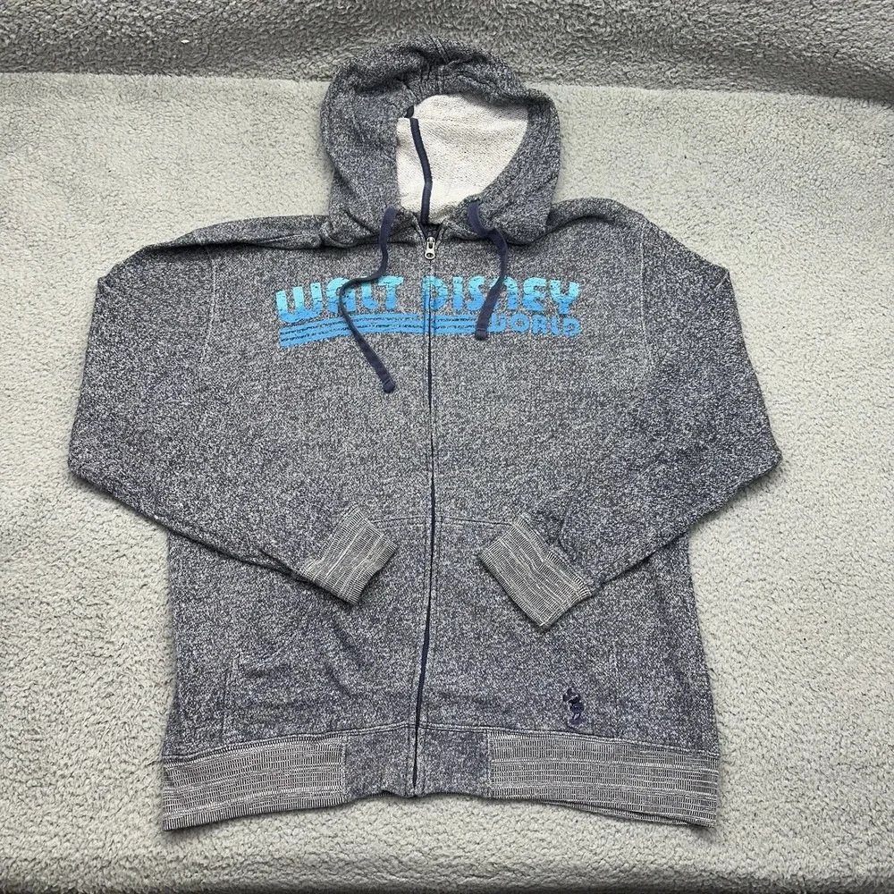 Disney Parks Adult XL Gray/Blue Walt Disney World Full-Zip Hoodie Sweatshirt